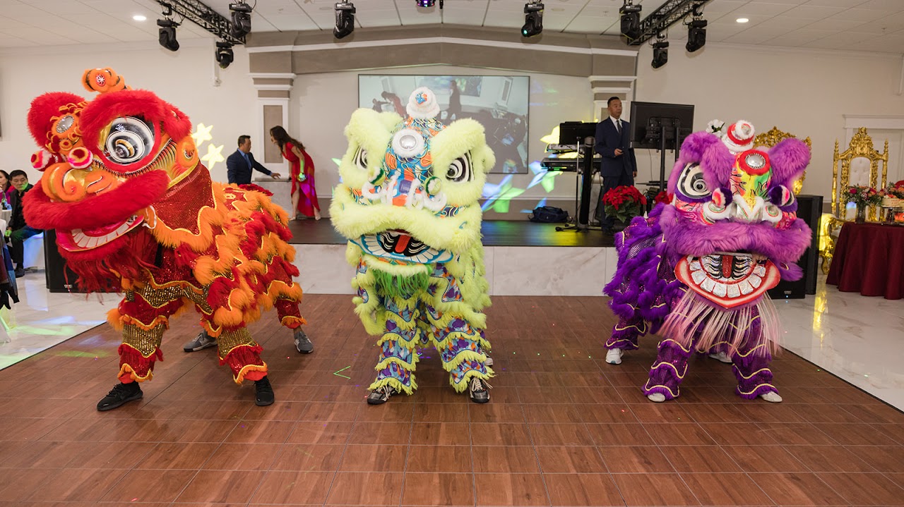 Traditional dragon dance performance at a celebration.